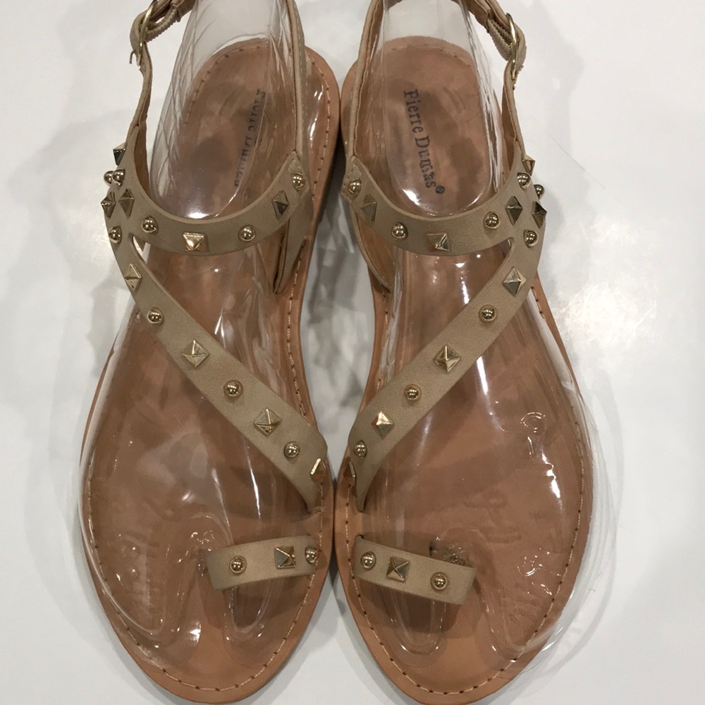 Toe Ring Studded Sandals nude - Pierre Dumas